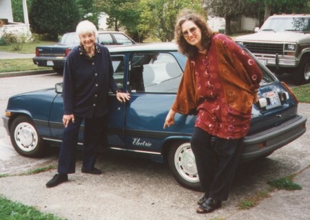 Martha and Olivia Dresher and Olivia's electrified Renault